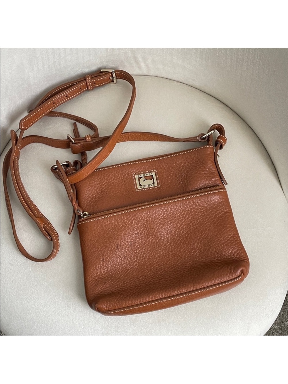 Dooney & Bourke Cognac Pebbled Leather Crossbody
